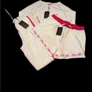 Paris Hilton White and Red Pajama Set